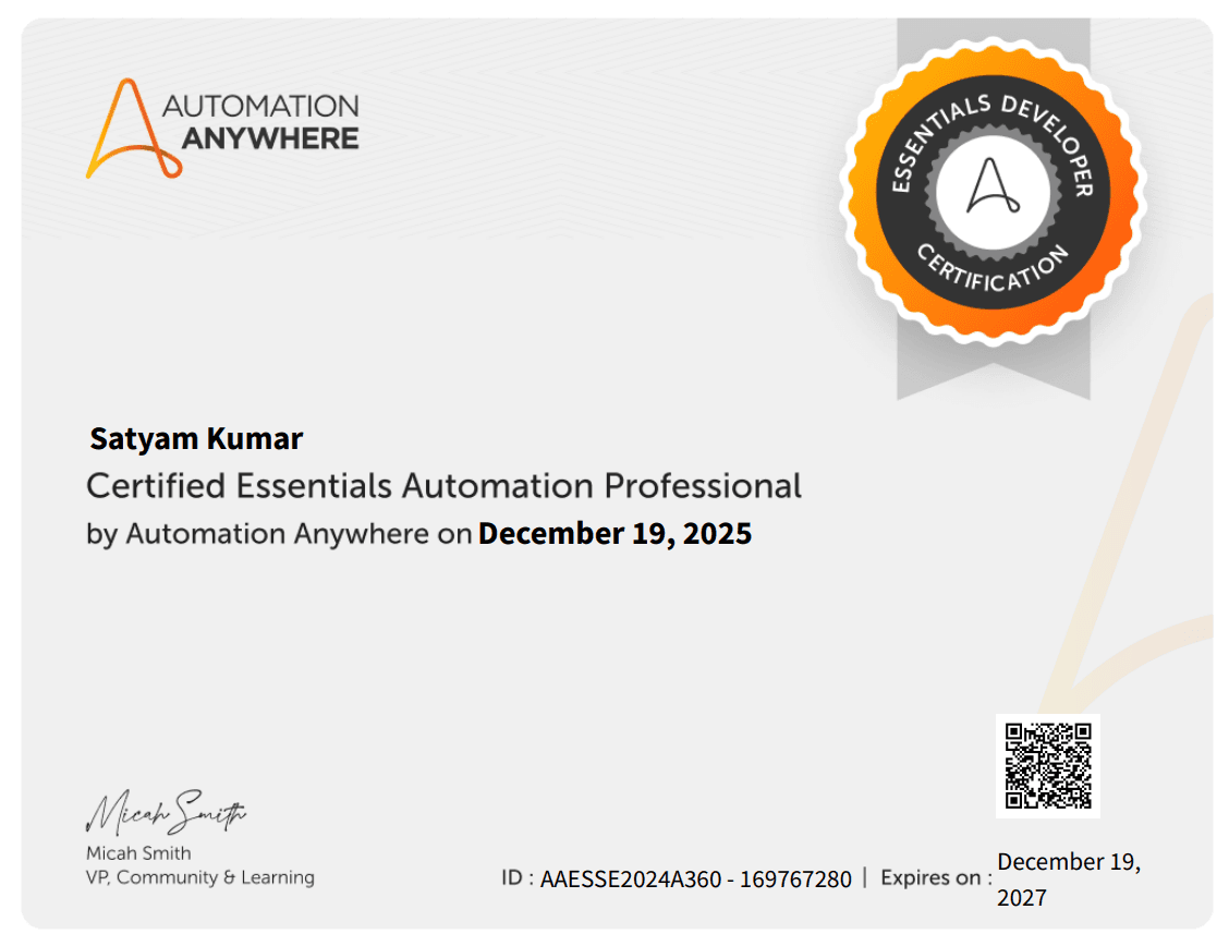 Certified Essentials Automation Professional